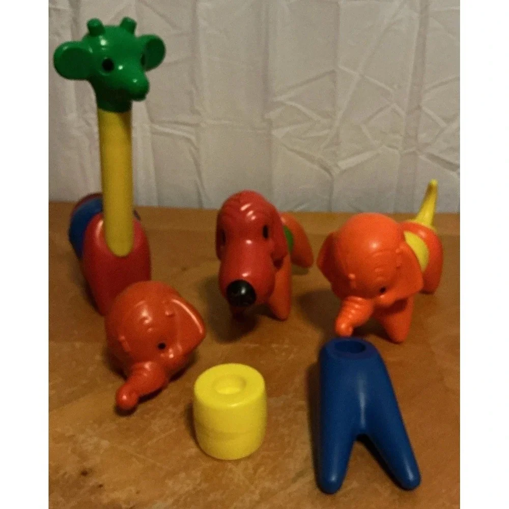 Vintage Tupperware Toy ZOO-IT-YOURSELF Animal Set TupperToy Giraffe Elephant Dog